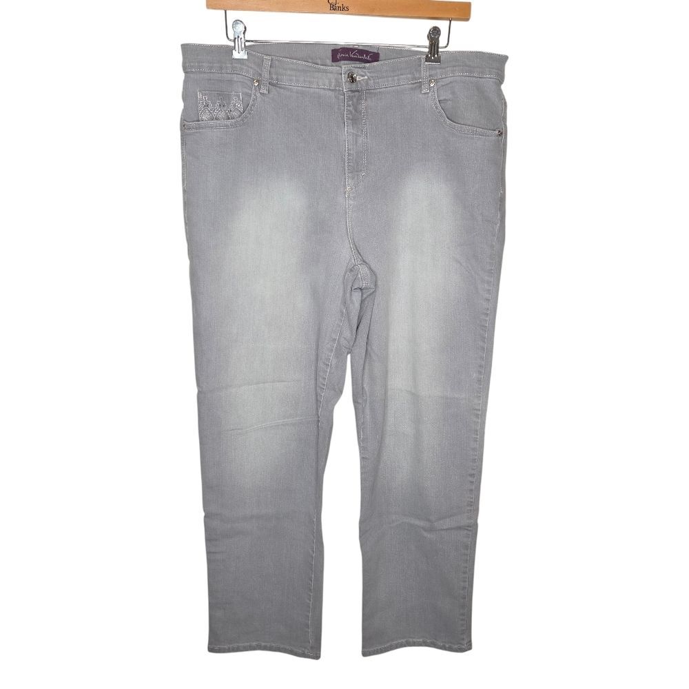 Gloria Vanderbilt Amanda High Rise Taper Leg Denim Jeans Embelished Size 18w